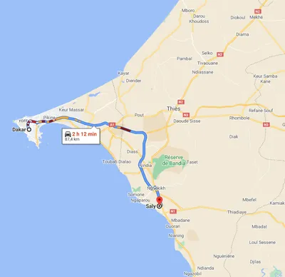 Trajet Dakar — Saly