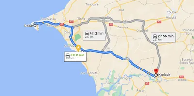 Trajet Dakar — Kaolack