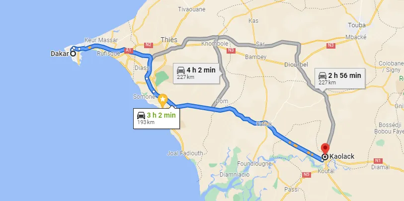 Itinéraire Dakar — Kaolack