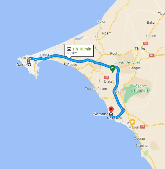 Itinéraire Dakar — Somone