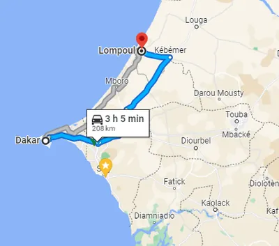 Trajet Lompoul — Dakar