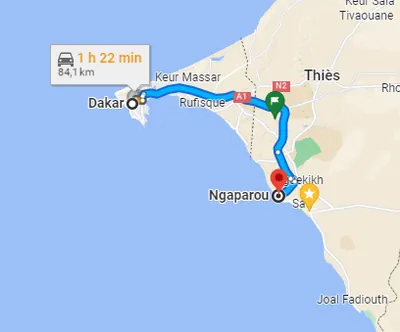 Trajet Ngaparou — Dakar