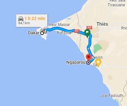 Itinéraire Ngaparou — Dakar