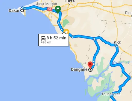 Itinéraire Ndangane — Dakar