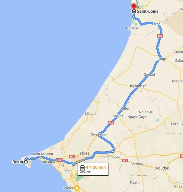 Itinéraire Saint-Louis — Dakar