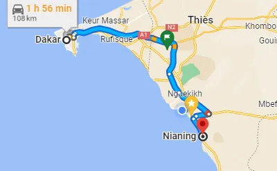 Trajet Nianing — Dakar