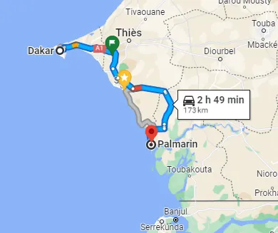 Trajet Palmarin — Dakar