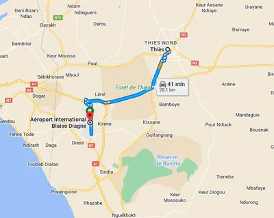 Trajet AIBD — Aéroport Blaise Diagne — Thiès