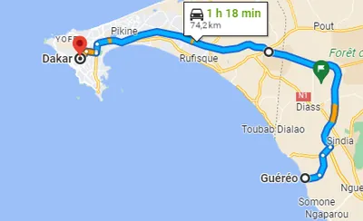 Trajet Dakar — Guéréo