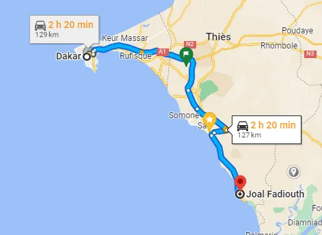 Itinéraire Dakar — Joal-Fadiouth