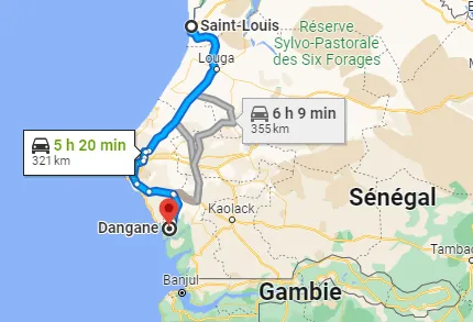 Itinéraire Saint-Louis — Ndangane