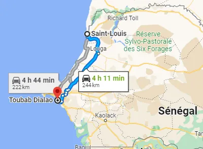 Trajet Toubab Dialaw — Saint-Louis