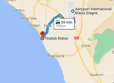 Trajet Toubab Dialaw — AIBD — Aéroport Blaise Diagne
