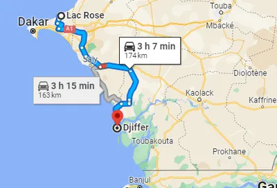 Trajet Djifer — Lac Rose