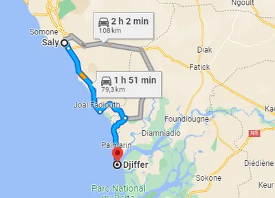 Trajet Djifer — Saly
