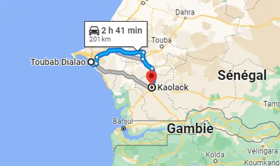 Trajet Toubab Dialaw — Kaolack