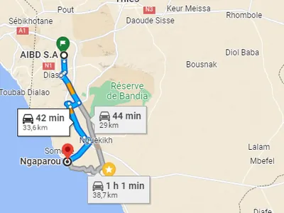Trajet Ngaparou — AIBD — Aéroport Blaise Diagne