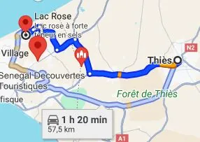 Trajet Thiès — Lac Rose