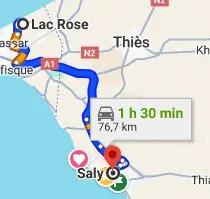 Trajet Lac Rose — Saly