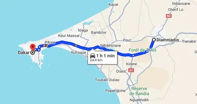 Trajet Diamniadio — Dakar