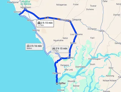 Trajet Ngaparou — Djifer
