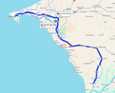 Trajet Dakar — Palmarin
