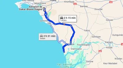 Trajet AIBD — Aéroport Blaise Diagne — Palmarin