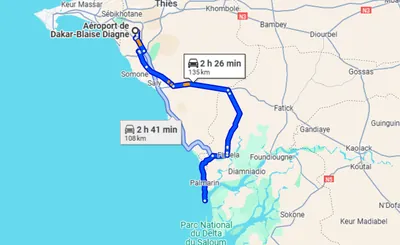 Trajet AIBD — Aéroport Blaise Diagne — Djifer