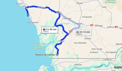 Trajet Hôtel Riu Baobab (Pointe Sarène) — Réserve de Fathala
