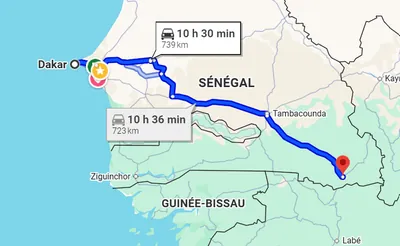 Trajet Dakar — Kédougou